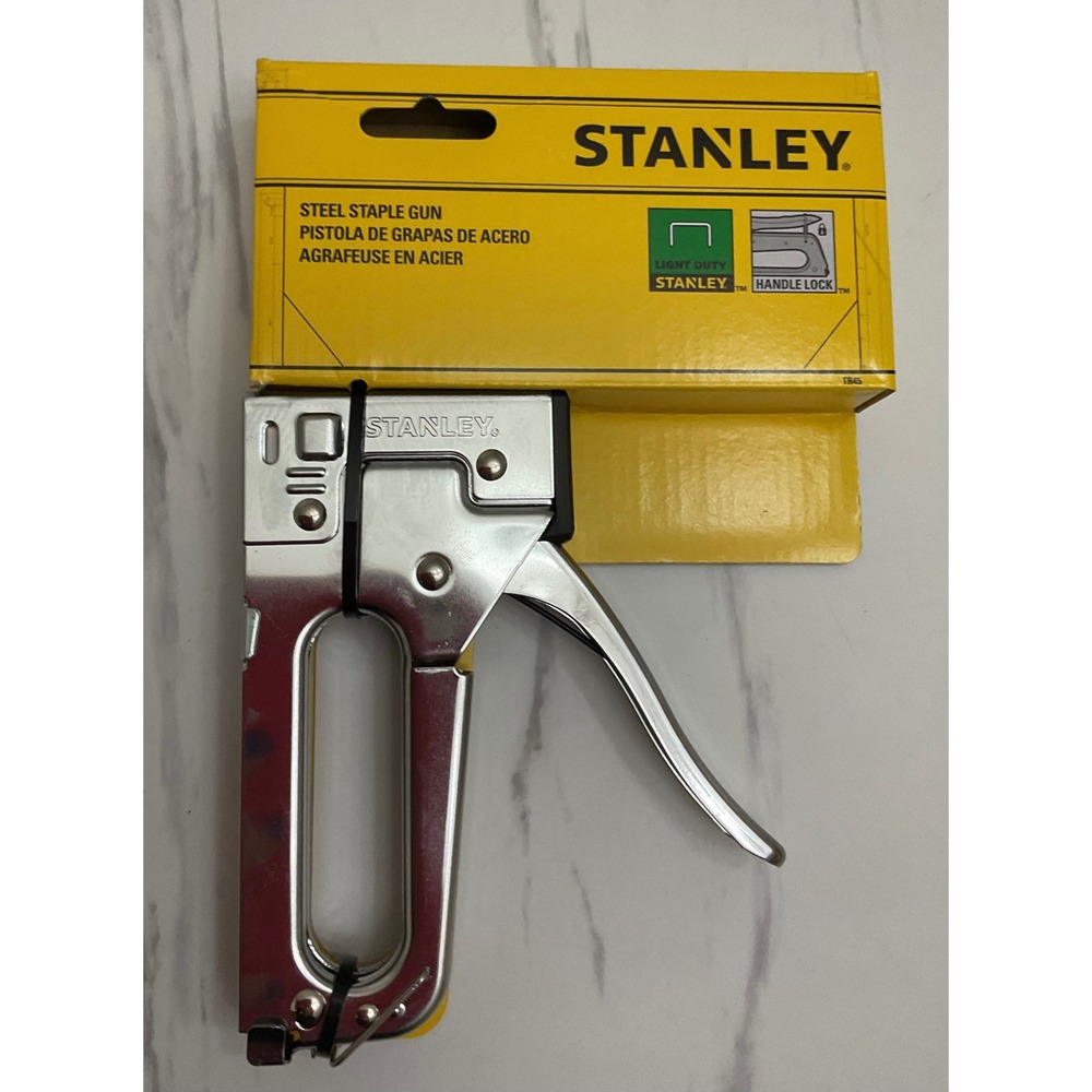 Stanley TR45 Light Duty Steel Staple Gun Manual Chrome Tacker Handle Lock New